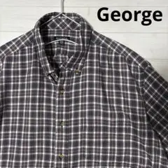 George ジョージ チェックシャツ 長袖 ボタンダウン