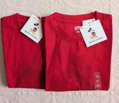 ユニクロ ミッキースタンズUT 半袖Tシャツ 110cm 赤 2枚セット ①