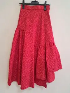 ダブルスタンダードクロージング 赤ジャガードロングスカート