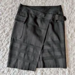 BURBERRY LONDON チェック柄 巻きスカート ブラック M相当