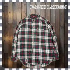 ローレンラルフローレン タータンチェックシャツ 刺繍エンブレム M 短 
