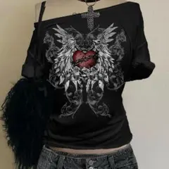 SHEIN Tシャツ 黒系統 かわいい かっこいい