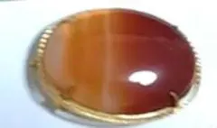 天然石瑪瑙　メノウ帯留め、オレンジと赤の楕円形、ブローチ　ヴィンテージ和装小物
