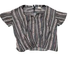 AS KNOW AS pinky ネイビー柄物ブラウス