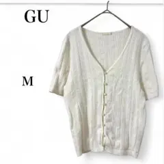 【ジーユー】 トップス サマーニット カーディガン 半袖 ホワイト 薄手