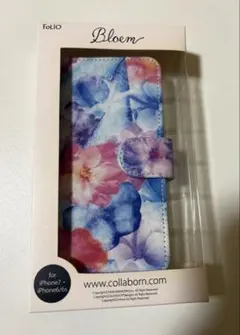 【新品•未使用】ピンク•青•紫の花柄手帳型iPhone7/6/6sケース