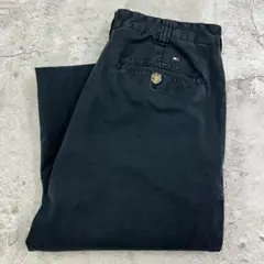 トミーヒルフィガー　雰囲気抜群　ストレート　チノパンツ　古着　ブラック　W32