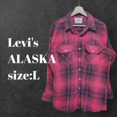 ​90s USA製 Levi's ALASKA 厚手 ネルシャツ L 赤黒