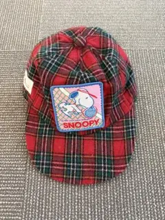 【希少/90s】ヴィンテージ スヌーピー 耳当て付 チェック柄 キャップ レトロ