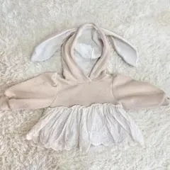 【美品】 marron うさ耳パーカー XS フーディ ベビー 70-80cm