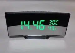 LED湾曲スクリーンデジタル温度湿度計 アラーム機能付き USB給電