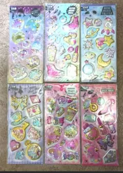 シャカシャカシール グリッター スパンコール キラキラ 3D 6種 6枚セット