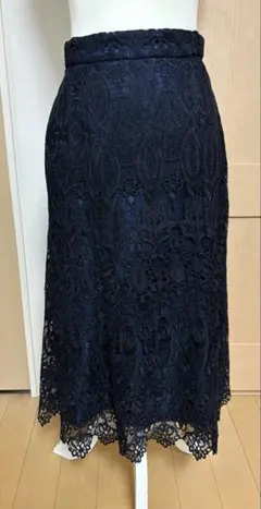 ネイビー レース フレアスカート