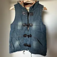 【訳あり】Jasper Minx デニム ダウンベスト 古着風 フード付き