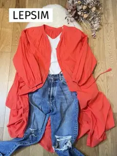 LEPSIM/オレンジ色 シャツワンピース サイズF