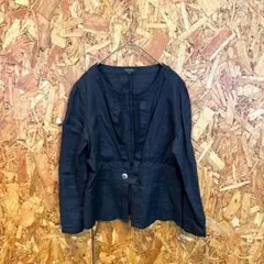 UNITED ARROWS ノーカラージャケット 麻100% ブラック M