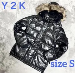 Y2K ファーダウンジャケット グランジ 平成初期 ギャル男 お兄系 光沢 短丈