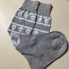 MARK&LONA スカル柄 ソックス グレー　レディース