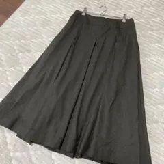 マーガレットハウエル　ボックスプリーツスカート　ウール100% L ブラウン