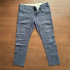H&M リネン混 テーパードパンツ ブルーグレー　スキニー　XL
