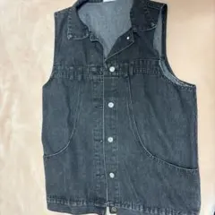 カジュアル　おしゃれ　ジャケット　 ノースリーブジャケット　デニム　黒　グレー