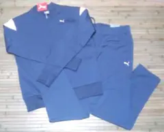 Puma　スリムフィット　ジャージ上下セット　裏起毛　ネイビーXピンク　M