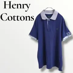 Henry Cottons ヘンリーコットンズ　ポロシャツ　Tシャツ ネイビーLのサムネイル