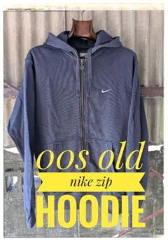 NIKE銀タグジップアップパーカー2000年代前期 ネイビー Lサイズフェードのサムネイル