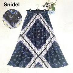 Snidel 花柄 ロングスカート ネイビー シフォン Aライン サイズFree
