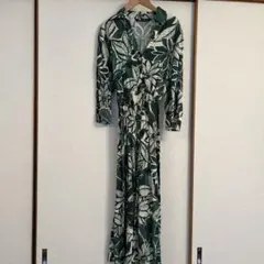 ZARA ボタニカル柄 シャツワンピース ロング丈 S