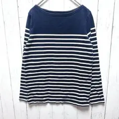 無印良品 ボーダー カットソー レディースS ネイビー ホワイト 長袖 着回し