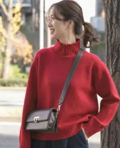 URBAN RESEARCH DOORS 赤タートルネックハイネックニット