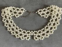 パールネックレス　付け襟風