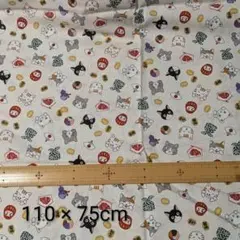和柄 猫とだるま柄 生地 110×75cm