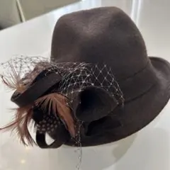 ウール製ダークブラウンフェルトハット