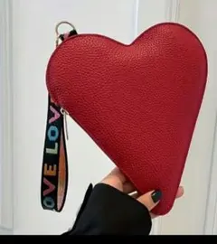 ハート ポーチ 小物入れ 韓国 ミニバッグ メイク 赤 レッド ワインレッド