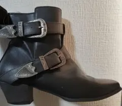 ダブルベルト ショートブーツ ブラック Lのサムネイル