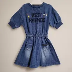 BREEZE　90㎝　切替ワンピース　デニム風ワンピース　スヌーピー　スカート