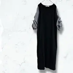 2462＊ティティクラッピー＊ドッキングワンピース 黒 M チェック柄 丸首