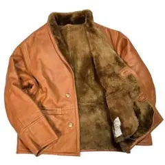 【 極美品 】 ムートン　レザージャケット　イタリア製　ボア　肉厚　ブラウン