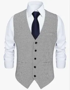 スーツ ベスト メンズ Vネック チェック柄 ビジネス 結婚式 フォーマル