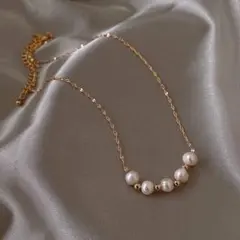 ネックレス　k18 サージカル　パール　ゴールドフォーマル