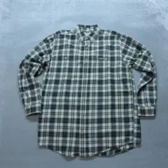 Carhartt 古着 A0334 ネルシャツ XL 黒 白 水色 ボタンダウン