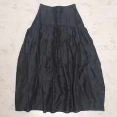 DEPAREILLE　デパリエ　リネンレーヨン　ギャザースカート　黒