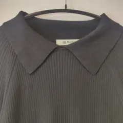 ナノユニバース　襟付きリブニット ブラック