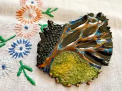 日本製 ヴィンテージ 七宝焼 アート ブローチ 昭和レトロ モダン エスニック