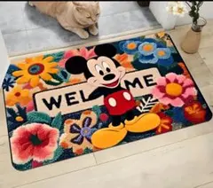 新品未使用品】ミッキー滑り止め付きWelcomeマット