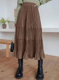 SHEIN DAZY XL プリーツスカート コーヒーブラウン