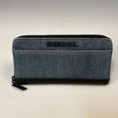 DIESEL ディーゼル デニム 長財布 ラウンドファスナー ロゴ入り