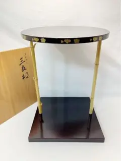 美品 茶道具 塗師 表完作 木地溜塗 三友棚 三千家好み 梅蒔絵 組み立式 共箱